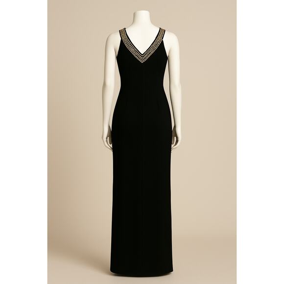 Alyce Designs Black Beaded Halter Neck Gown – Labeled 8, Fits Like 2 Y2K Glam - Picture 3 of 11